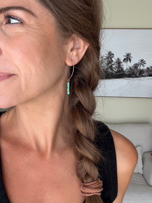 Tiny Turquoise Earrings | Sterling Silver