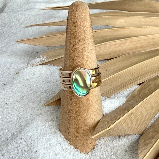 Abalone Ring Stack (Set of 3) — 14k Gold Fill Size 7.5
