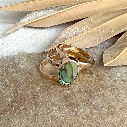 Abalone Ring Stack (Set of 3) — 14k Gold Fill Size 7.5