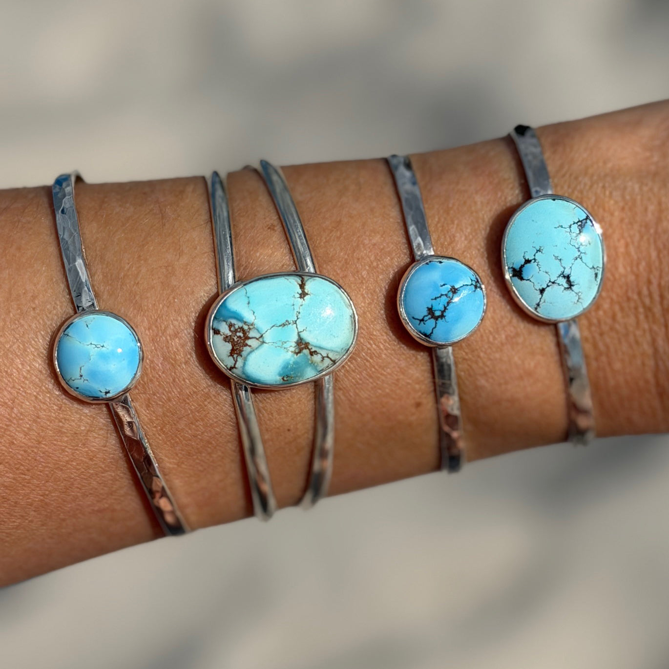 Round Lavender Turquoise Cuff