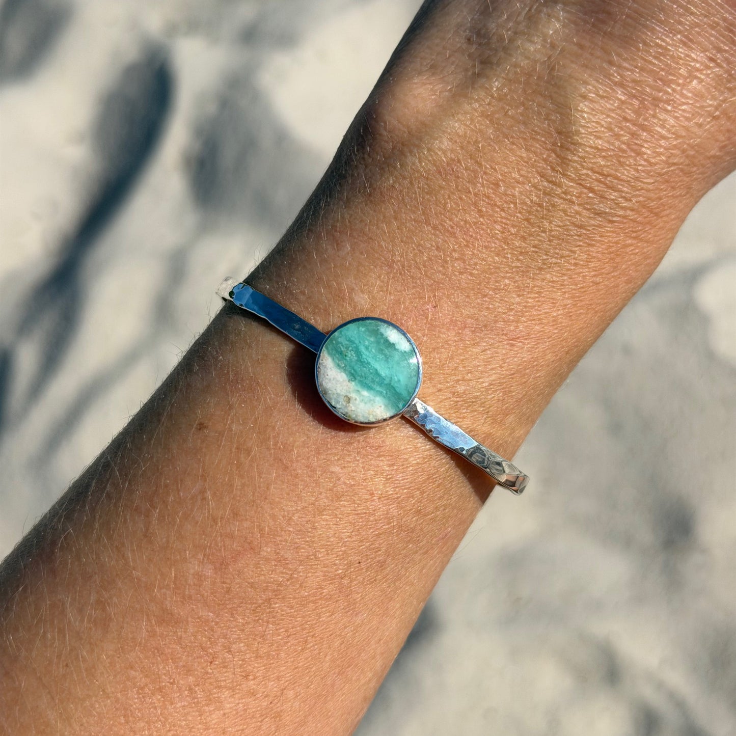 Opalized Wood Silver Cuff