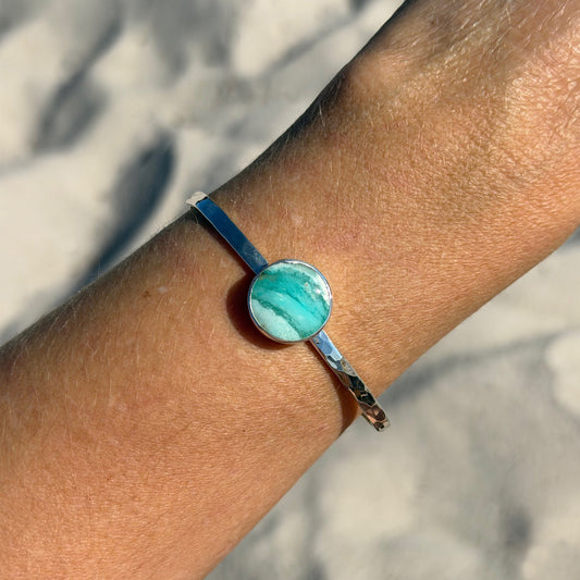 Opalized Wood Silver Cuff