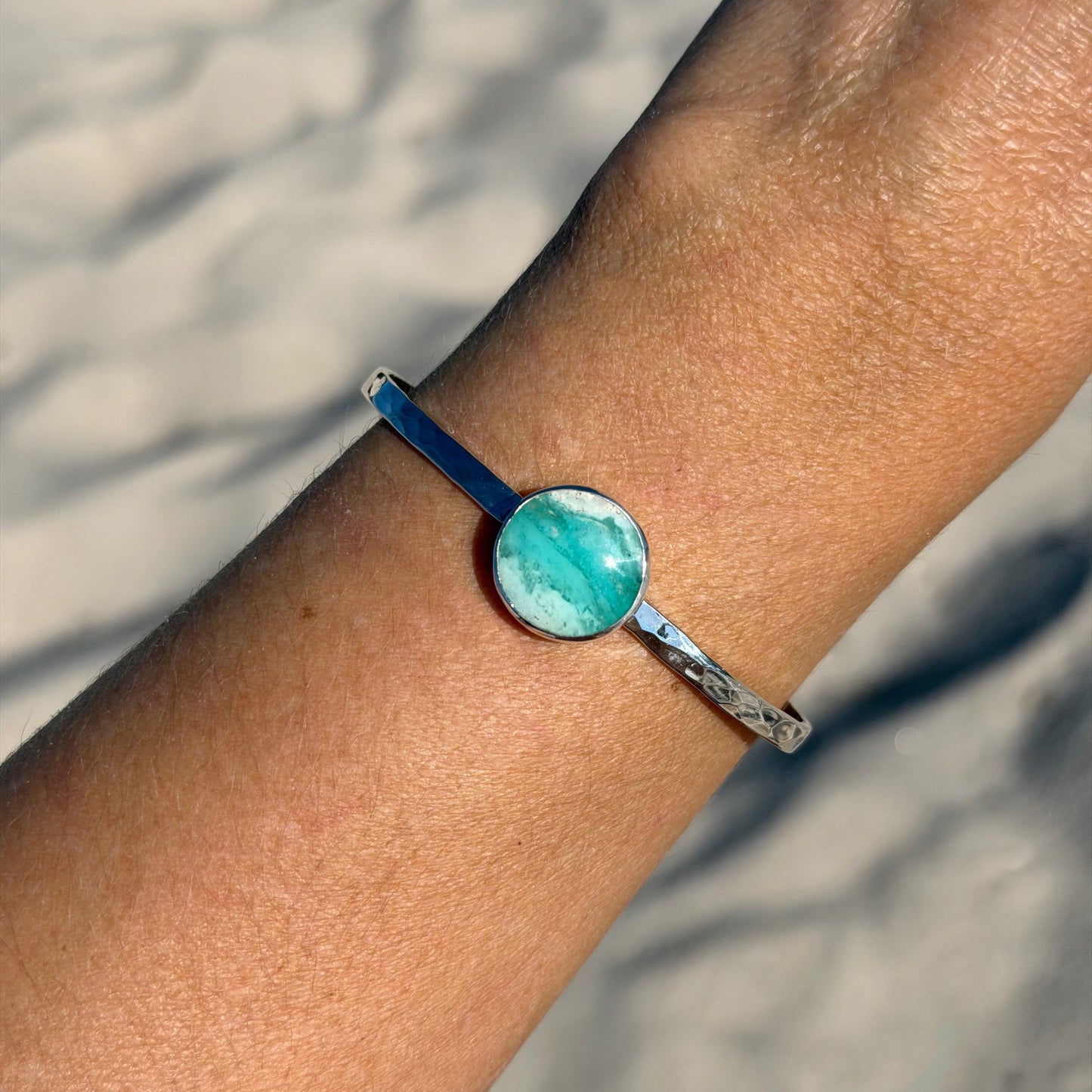 Opalized Wood Silver Cuff