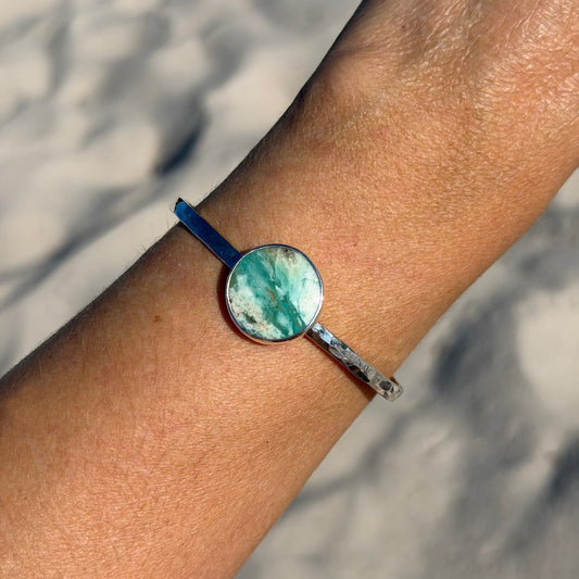 Opalized Wood Silver Cuff